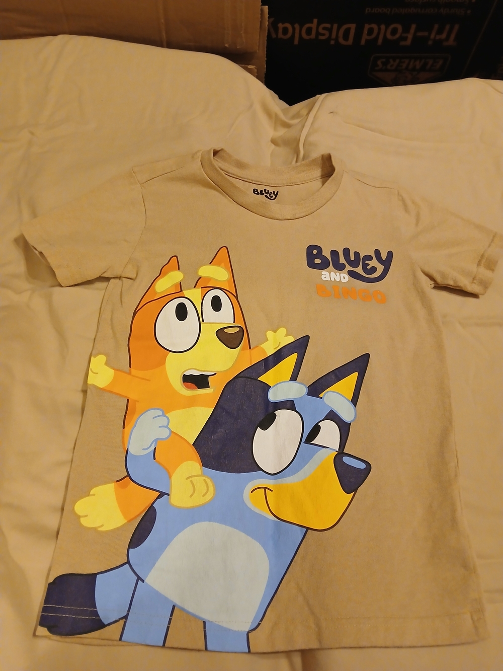 Bluey & Bingo Graphic Tee in Beige by Lucy